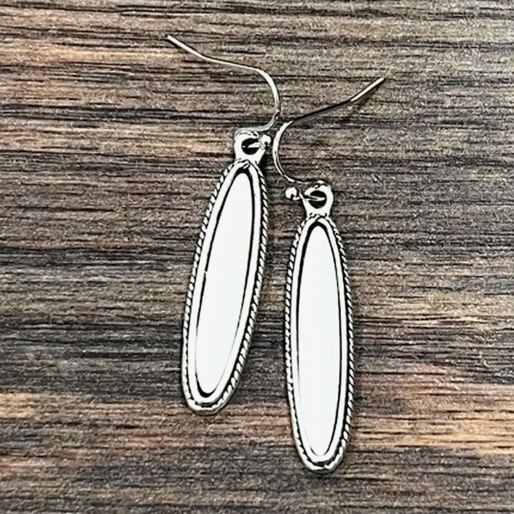 Elegant Silver and White Dangle Earrings ~ White Turquoise Earrings